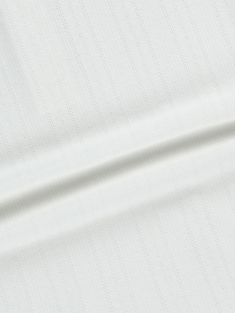 TUOMIO Pointelle Capri T-Shirt [White]