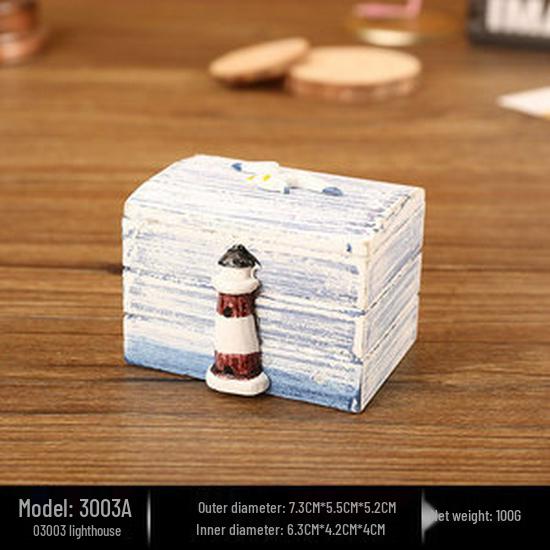 Ocean Style Mediterranean Desktop Wooden Jewelry and Candy Storage Box
