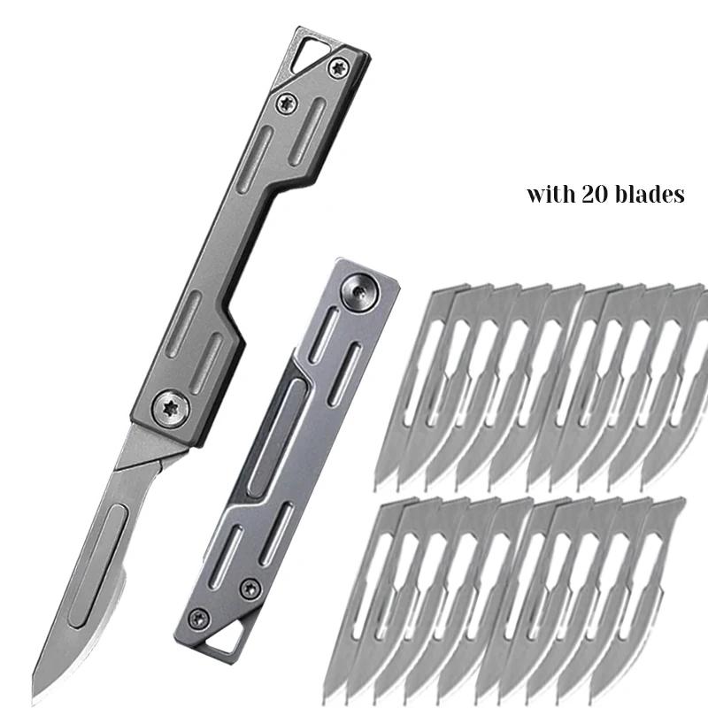 Stainless Steel Folding Pocket Knife Multifunctional Fruit Knife Quick Open Scalpel Knife Utility Knife Kitchen Knife Supplies