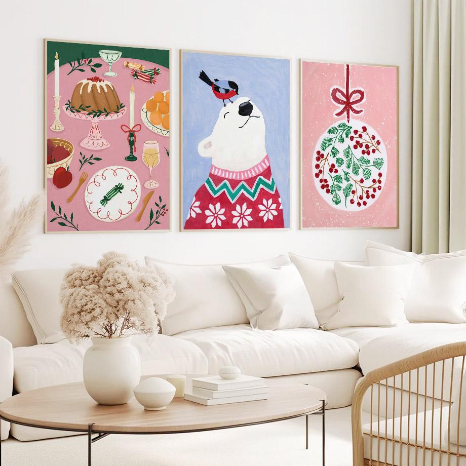 Christmas Gift Red Car Cookies Wall Art Poster Abstract Character Prints Living Room Decoration Mural Canvas Decorative Painting