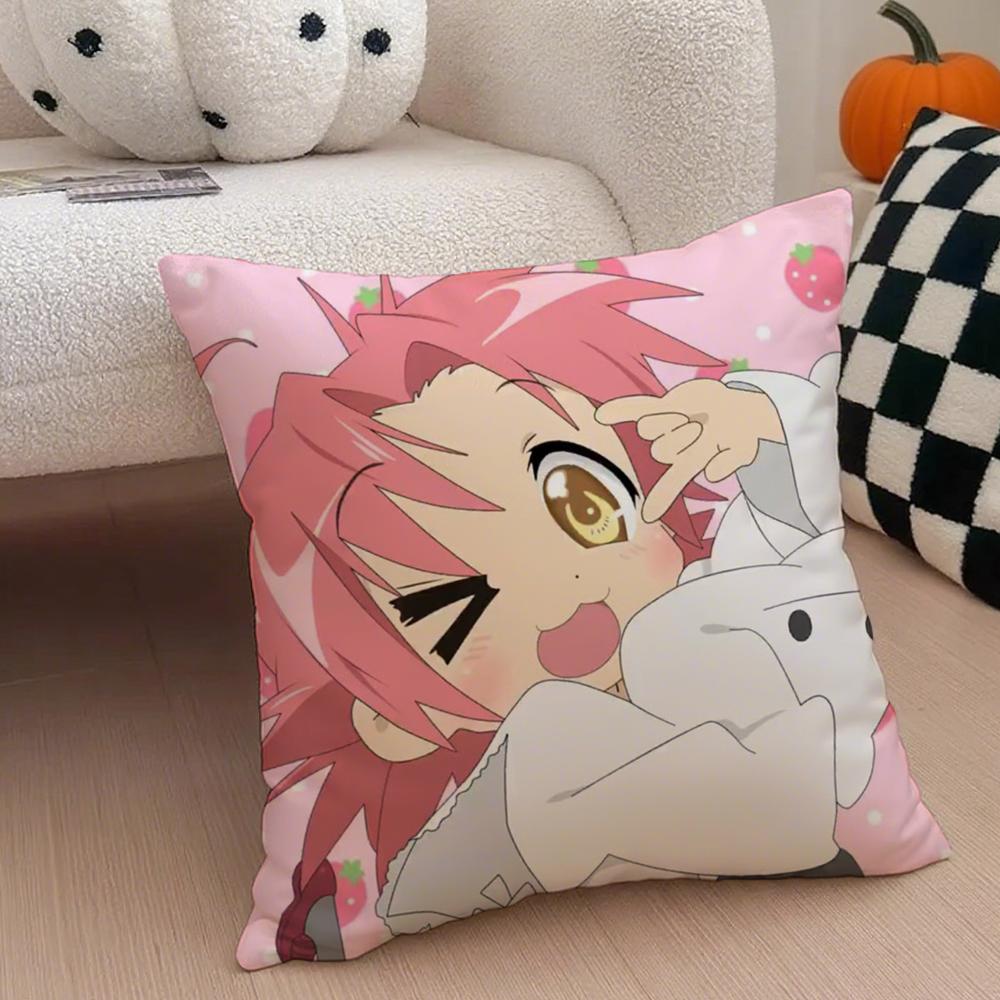 Cute Japanese Anime L-Lucky S-Star Cushion Cover Throw Pillow Cover Hidden Button Durable Polyester Chair Cushion