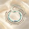 Set di cavigliere con catena blu e perline a forma di tartaruga marina stile Boho per donna, Cavigliera in acciaio inossidabile color argento, Gioielli alla moda per il piede