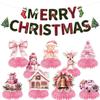 Pink Honeycomb Christmas Party Table Decorations Set