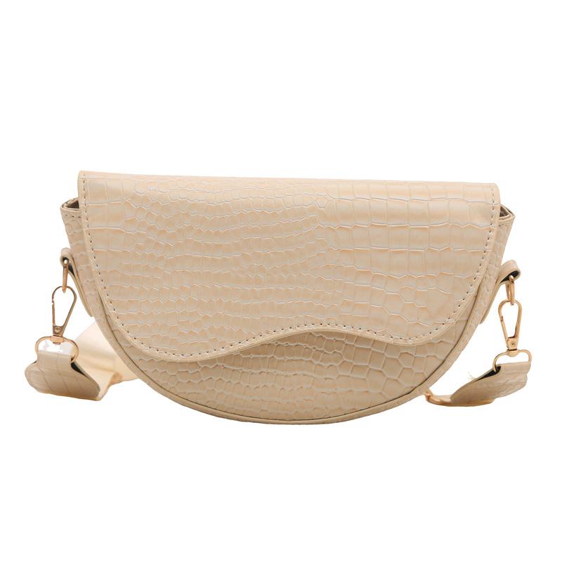 French Niche Bag Women's 2025 New Textured Messenger Bag Embossed Saddle Bag Fashionable Alligator Pattern Shoulder Bag