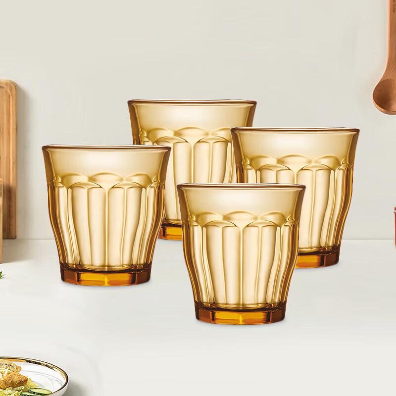Corning Pyrex Amber Heat-Resistant Glassware Collection 4-piece Glass Cup Set