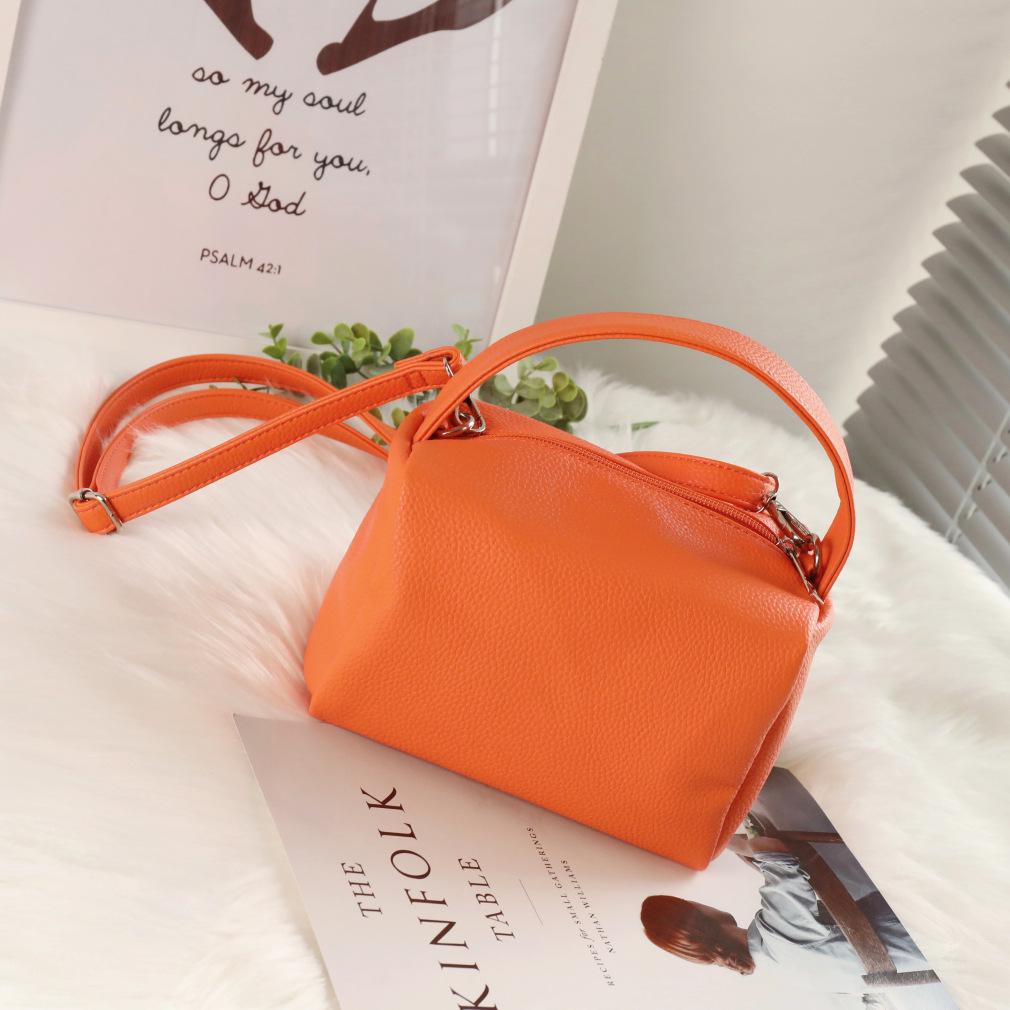 Módní dámská oranžová crossbody taška přes jedno rameno - Ruční čtvercový styl krabičky na oběd v bílé barvě
