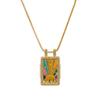 1pc Enamel Heart Pendant Necklace 18K Gold Plated Multicolor Brass Link Cable Chain Rectangle Charm Necklace 45cm + 5cm Long