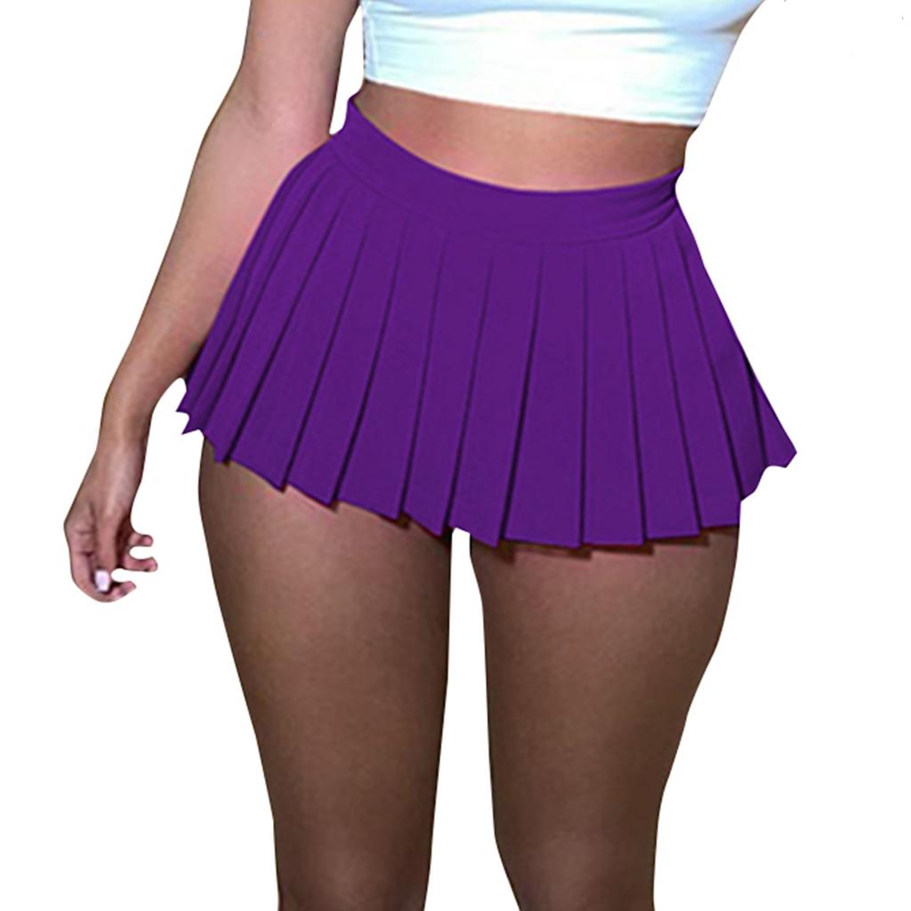 Damen Sommer Täglich Einfarbig Sexy Kurzer Faltenrock