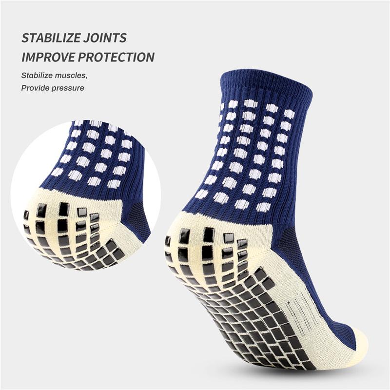Men's Anti-slip Towel-soled Sports Socks with Glue Dispensing, Mid-calf Football Socks