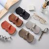 3Pcs Portable Sunglasses Protector Soft Leather Eyeglasses Clip Simple Glasses Holder Storage Bag