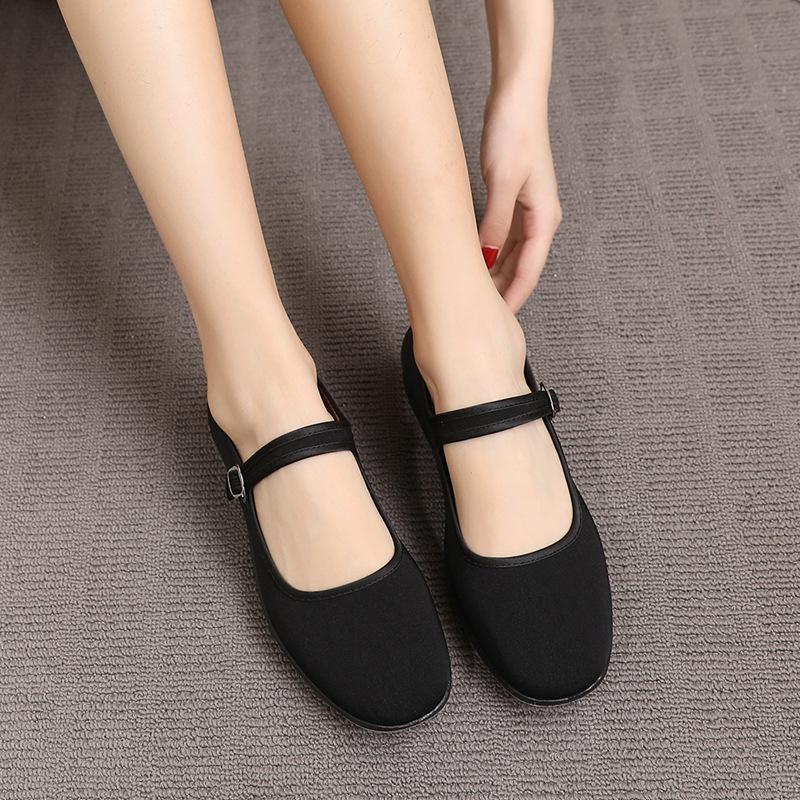 Cloth surface is easy to take care of, old Beijing cloth shoes, black cloth shoes, female flat generation, hotel work shoes, square dance soft sole
