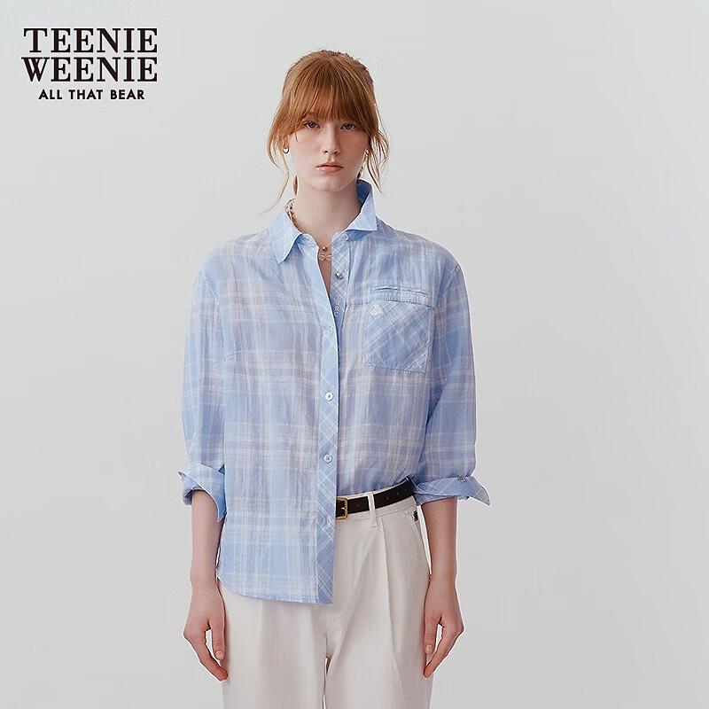 Teenie Weenie Linen Blend Little Bear Plaid French Shirt Jacket L