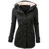 Womens Winter Hooded Cardigans Hooded Horn Button Jackets Fleece Coat Outerwear Dropship