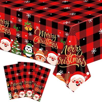 Christmas Plastic Tablecloth Carton Santa Claus/Snowman Disposable Table Cover For Xmas Party Table Decoration Home Supplies