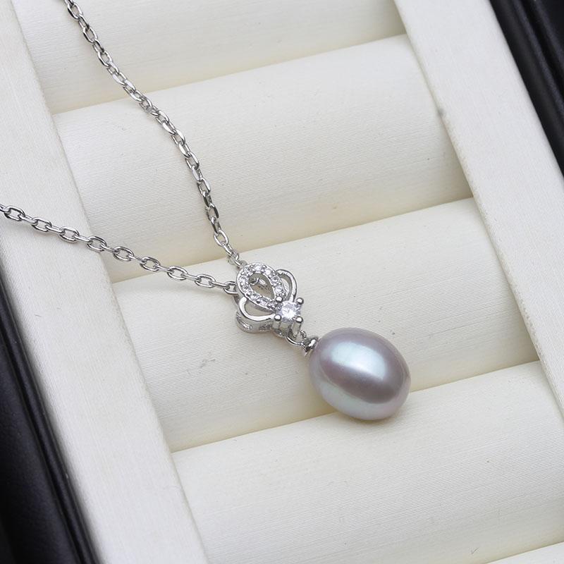Real Natural pearl pendant 925 Woman,Freshwater Silver pearl pendant on the neck Wife Mother Birthday Gift White Pink Black