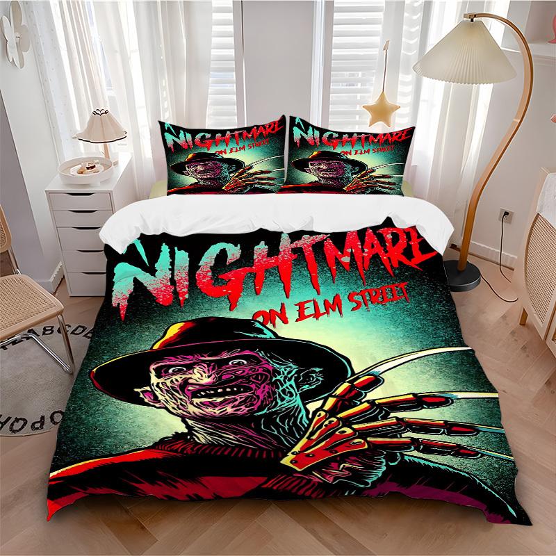

3pcs A Nightmare on Elm Street Bedding Set, Soft Polyester Duvet Cover and Pillowcases Machine Washable Seasons all suitable 76 135x200cm