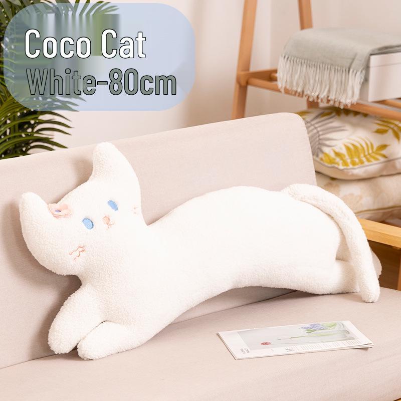 

Black & White Coco Cat Plush Pillow - Cute Kitten Cushion & Sofa Backrest 80cm чорний