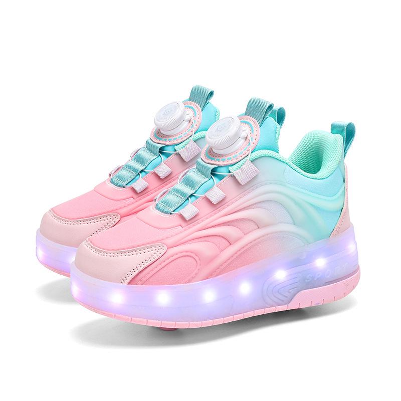 Kids' Light-Up Retractable Double-Wheel Roller Skate Shoes