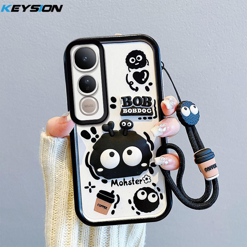 KEYSION Shockproof Case for VIVO V50 Lite 5G with Lanyard Soft Silicone Cute 3D Cartoon Doll Phone Cover for VIVO V50 Lite