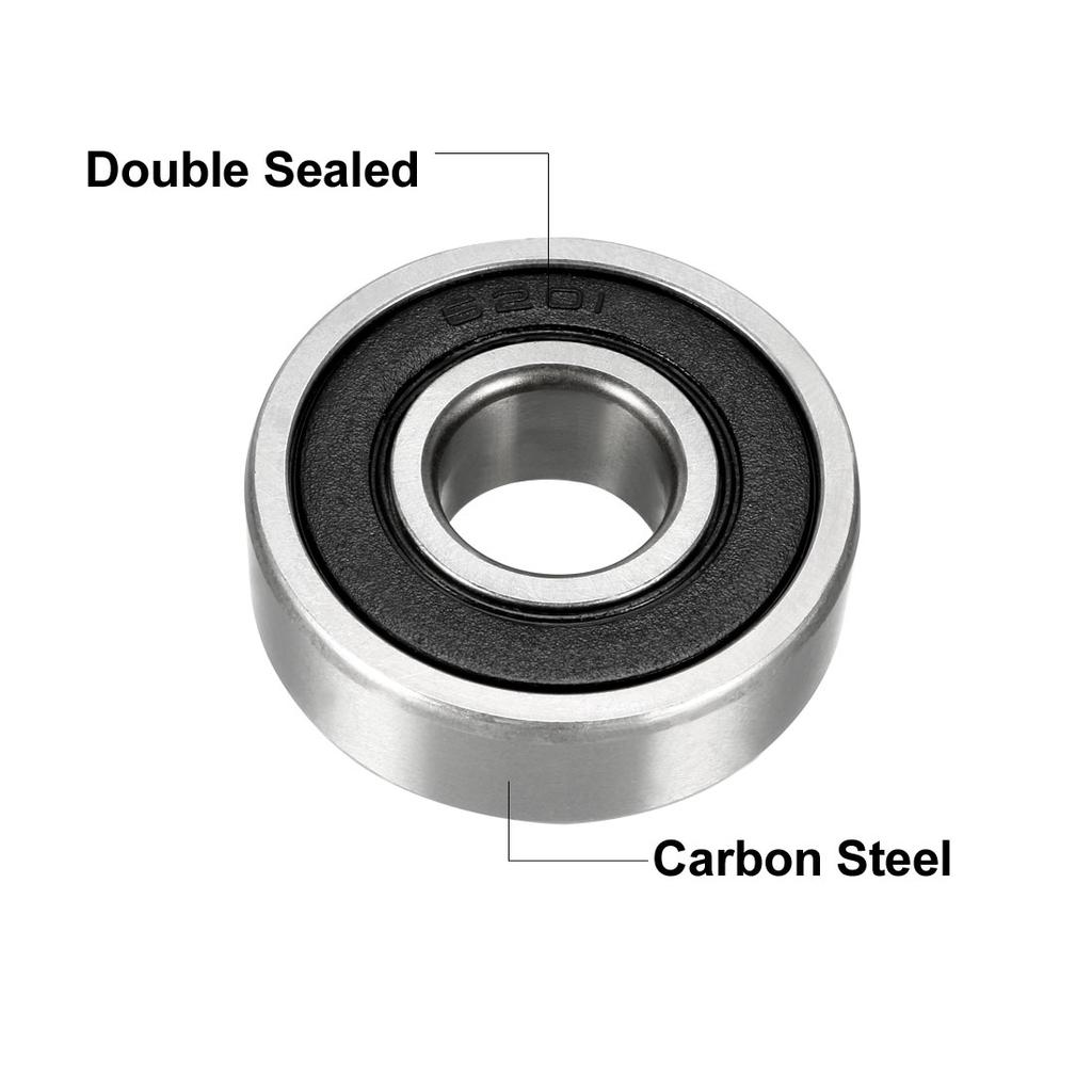 Motoforti 2Pcs 4Pcs Deep Groove Ball Bearing 6201-2RS Double Sealed, 12mm x 32mm x 10mm Carbon Steel Bearings