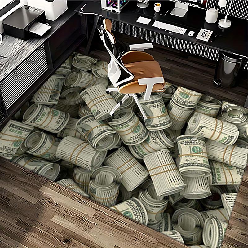 1pc Anime Cartoon Design Office Chair Mat - 100 Dollar Bill Pattern, Non-Slip Carpet for Home Decor, Suitable for All Seasons, Perfect Gift for Office