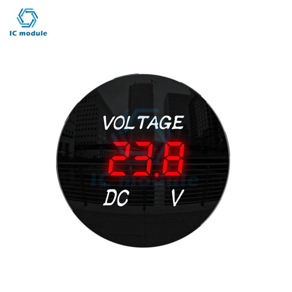 DC 12V LED Digitalanzeige Rundes Voltmeter DC Digitales Auto-Spannungsmessgerät Volt-Detektor Tester Monitor Panel 5 Farben verfügbar