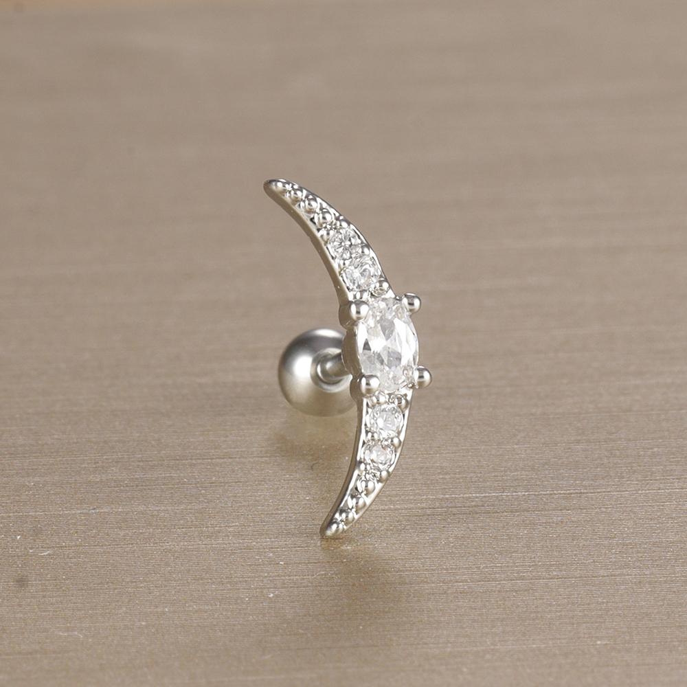 1 Stück 316L Edelstahl Geometrie Ohrstecker Für Frauen Mode Stern Mond Lappen Daith Helix Knorpel Ohrring Piercing Zirkon