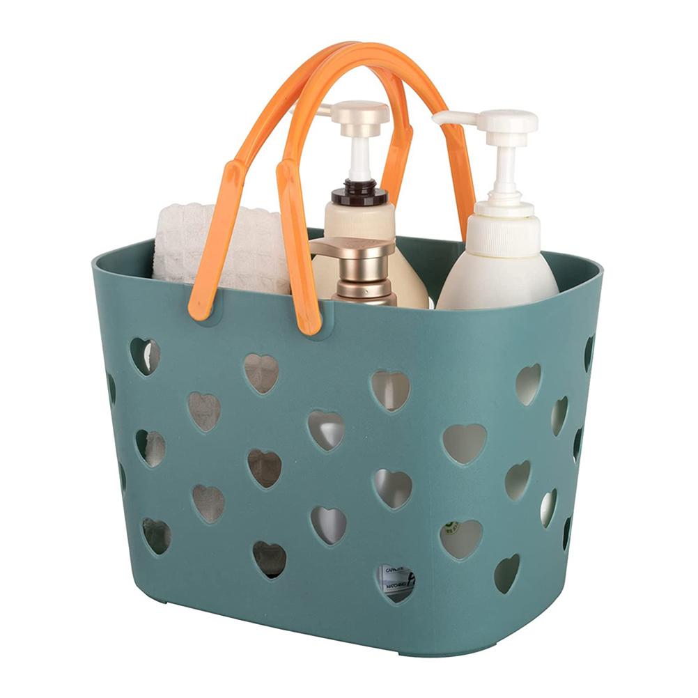 Portable Foldable Shower Basket Storage Bin Deep Green 24.5x16.5cm