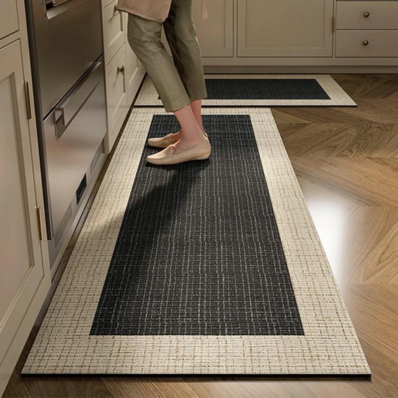 Kitchen Carpet Pvc Leather Waterproof Floor Mat Non-Slip Oil Proof Foot Mats Long Rug Spring Green Flower Home Decoration Rugs