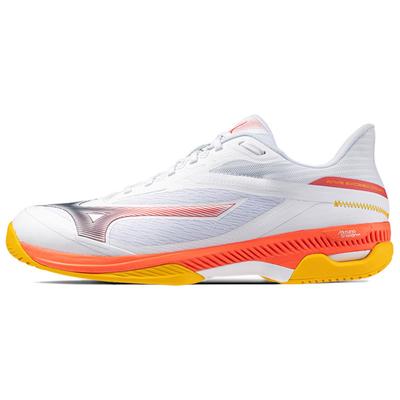 WAVE EXCEED COURT Shock Absorbers Slip Resistant Abrasion Resistant Low Top Tennis Shoes Unisex White Orange Mizuno 61GA251860