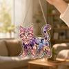 Cat Stained Glass Pendant with Easy Hang Style Suncatcher Acrylic Metal Chain Window