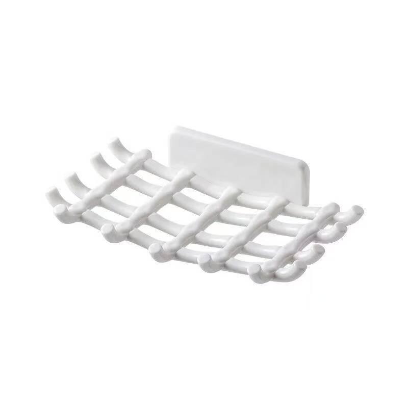 

Wall-Mounted Anti-Wicker Draining Soap Dish - No-Punch Installation for Bathroom білий