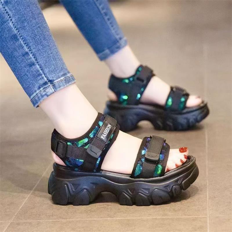Frühlingsplattform Dad-Sandalen neue High-Heel-Klettverschluss-Strand-Freizeit-Sport-Römerschuhe