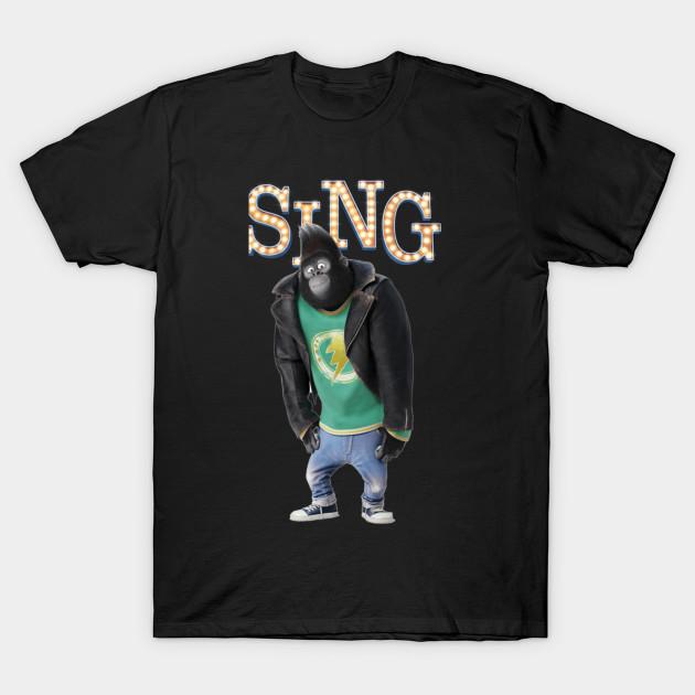 Men Black Print T-shirt Johnny From Sing Movie No-Cut Transfer Paper Print Cotton Tshirt 4XL чёрный