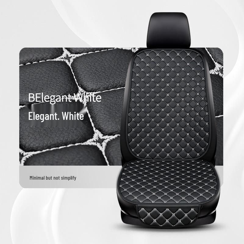 Universal Nappa Leather Car Seat Cushion: Star Embroidered, Backless, Non-Slip, Three-Piece Set