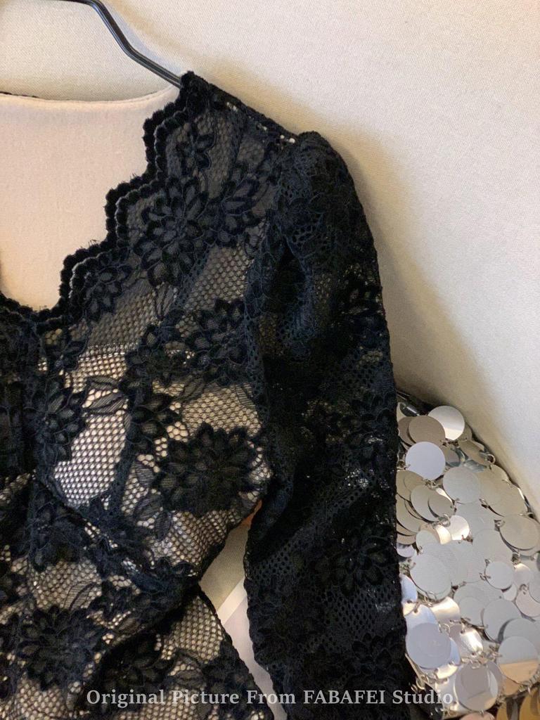 High-Grade Velvet Korean Style Lace Slimming Warm Autumn/Winter Top