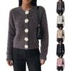 Women's Fashion Knit Cardigan Sweater with Flower Buttons