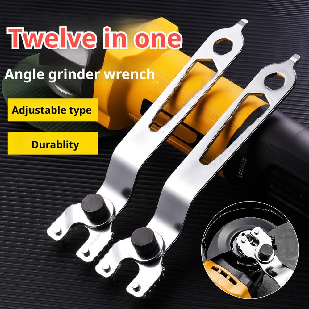 45# Steel Universal Thickened Angle Grinder Wrench 12-in-1 Adjustable Multifunctional Open Design for Angle Grinders