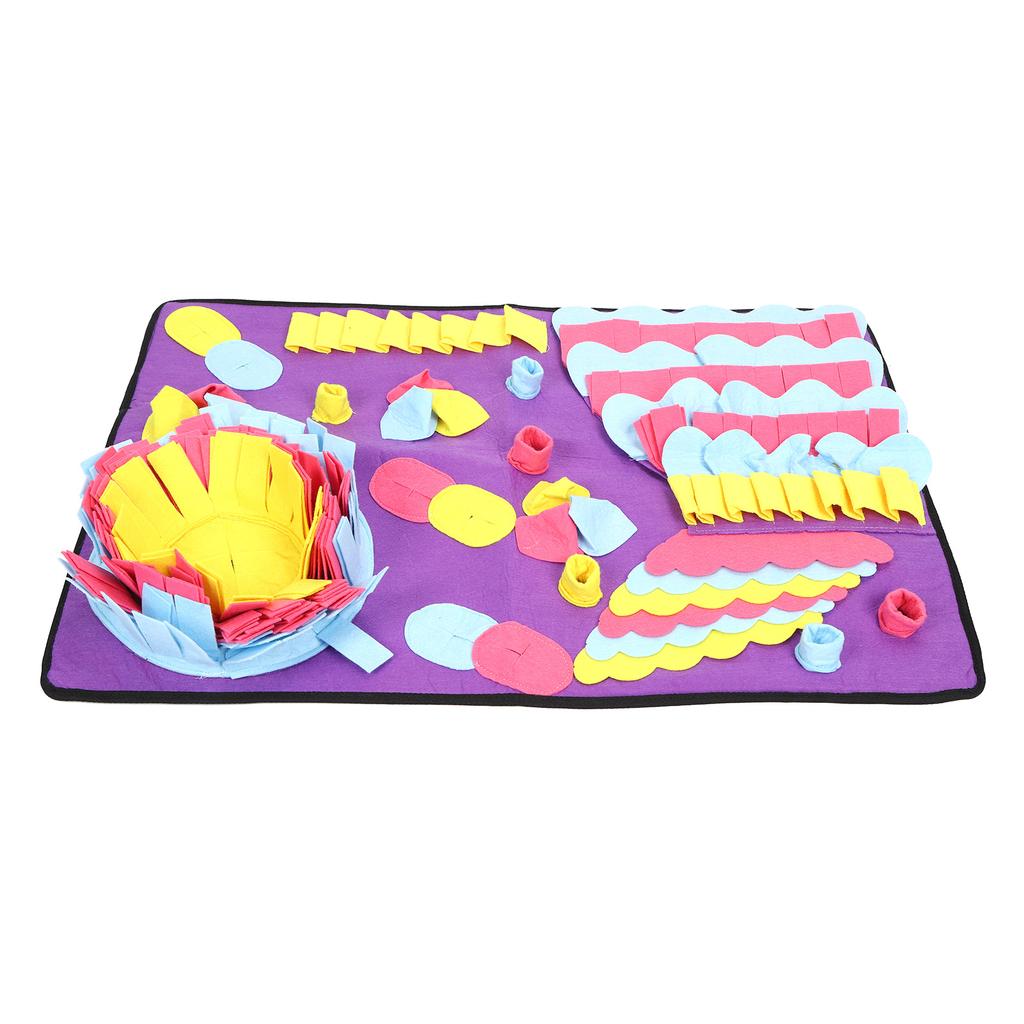 Haustier Schnüffelmatte Waschbare Geruchstrainingsmatte Energie verbrauchen Puzzle Haustierspielzeug Stress abbauen Lila 68x50CM