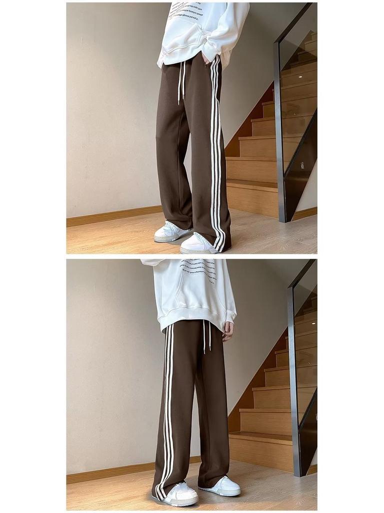 Men's Autumn/Winter Three-Stripe Loose Sweatpants – Trendy, Retro, Heavyweight Casual Pants