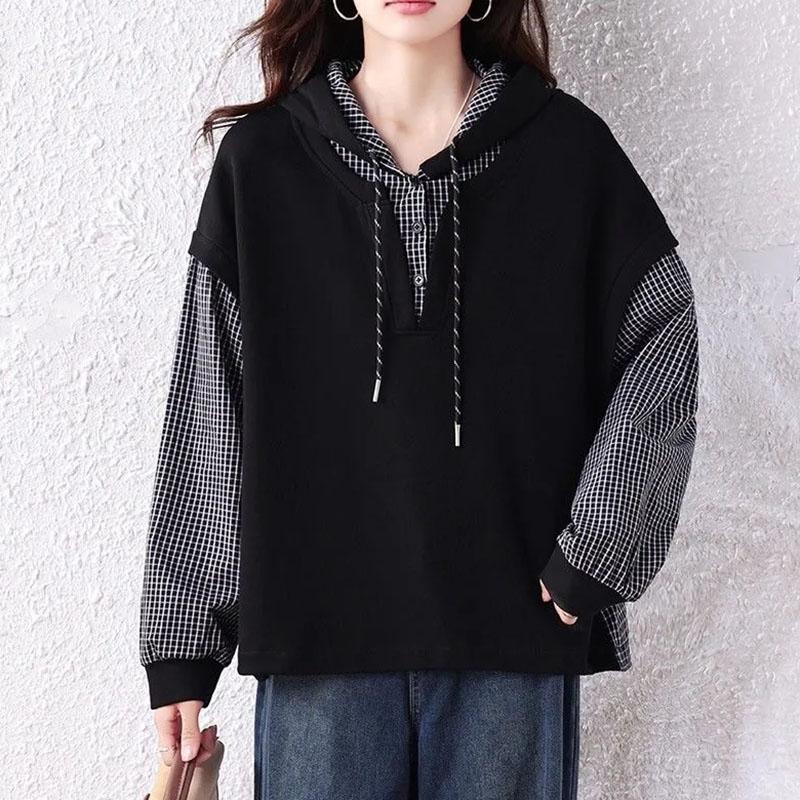 Sweatshirt for Women Cotton Oversize Fleece Thickened Loose V-Neck Casual Pullover Long Sleeve Top Sweatshirt