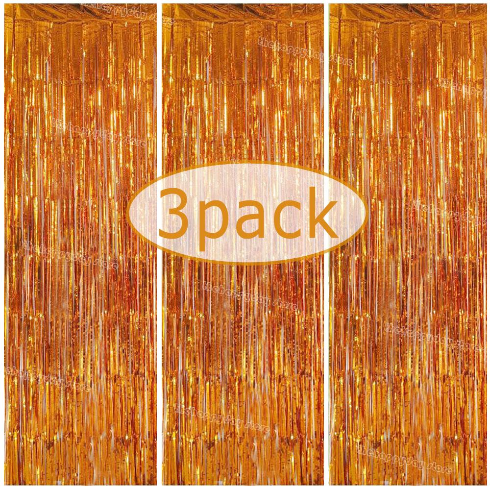 3Pack Valentines Day Party Backdrop Decorative Curtains Bachelorette Party Backdrop Metallic Foil Tinsel Fringe Curtain Christma