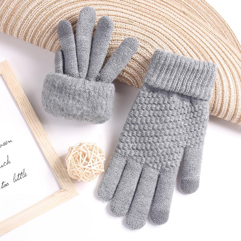 New Warm and Cold-proof Touch Screen Gloves Thickened and Velvet Women's Winter Knitted Gloves To Protect The Cold