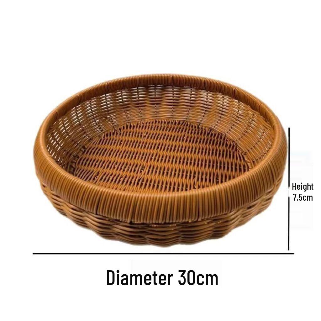 Hand-Woven Rattan Snack & Fruit Basket - Desktop Sundries, Bread, and Steamed Buns Storage Basket