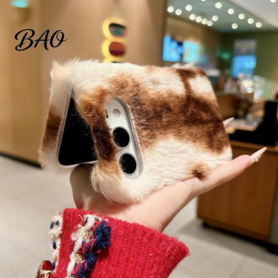 Warm Texture Phone Case Plush for IPhoneDuo, Fuzzy Gradient Color Cover with Soft Touch Autumn Full Protection, Cute Shockproof Foldable Shell, Winter