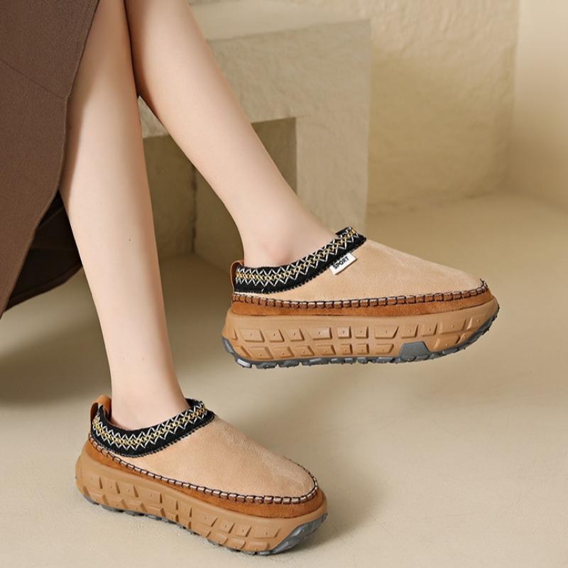 

Womens Winter New Classic Solid Color Round Head Comfortable Cotton Slippers2025Outdoor Warm and Comfortable One-step Snow Boots 35