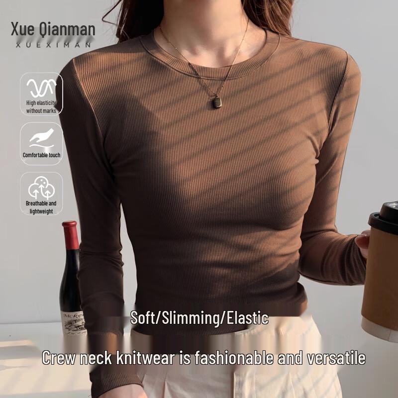 

Xueqiman Women s Ribbed Thermal Long-Sleeve T-Shirt One Size