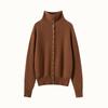Women's Cashmere Knit Half-High Neck Cardigan - Soft, Slimming, Winter Casual Korean Style Sweater