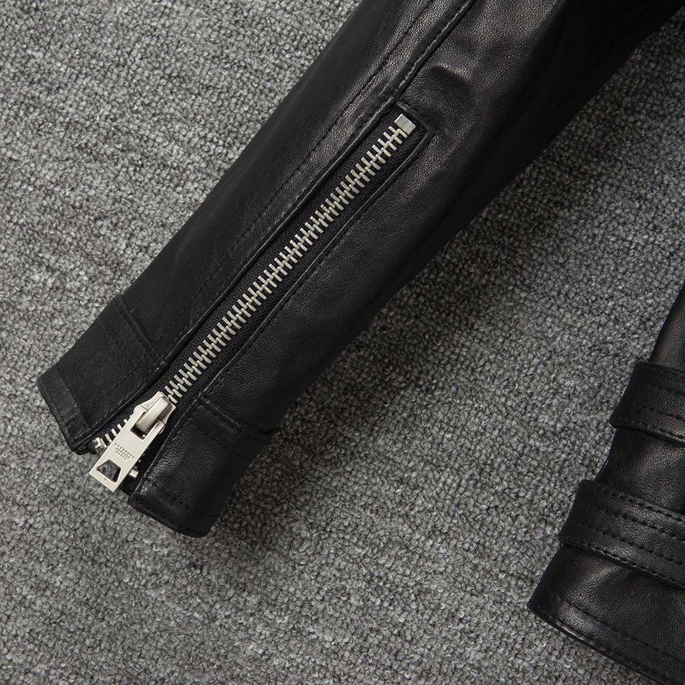 Motorcycle Style Jackets Natural Tanned Sheepskin Soft Genuine Leather Jacket Men Black Moto Biker Skin Coat Spring Autumn