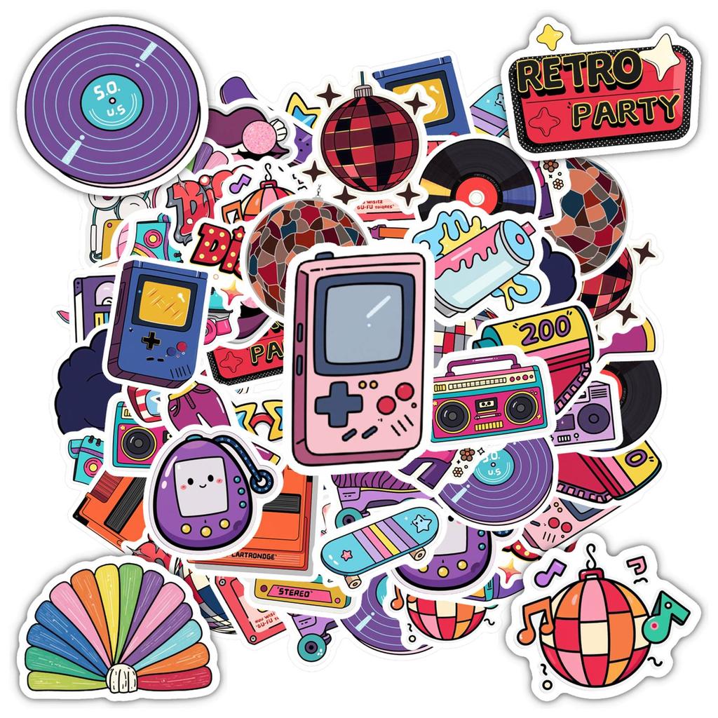 35pcs-50pcs Playful 80s Fashion Stickers Retro Retro Disco Teacher Reward Stickers DIY Stickers For Laptop Motorcycle Luggage